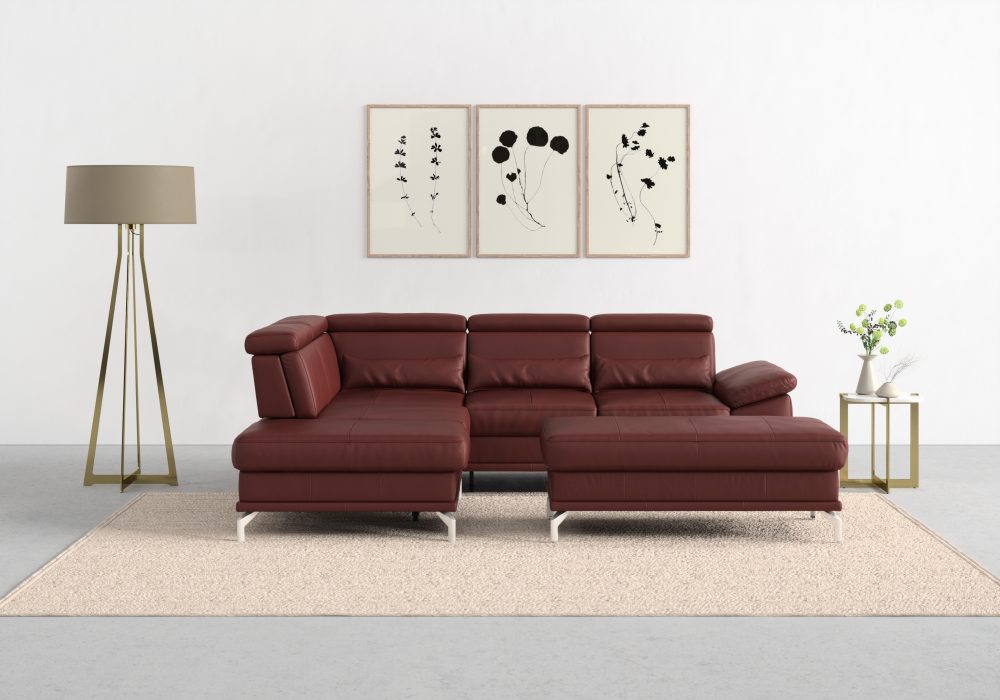 sit&more Ecksofa »Cabrio«, mit Sitztiefenverstellung und Federkern, 3 Nierenkissen