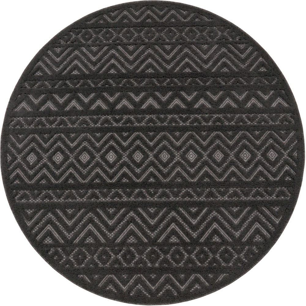 Paco Home Teppich »Livorno 673«, rund, Uni-Farben, Scandi, Rauten Muster, Hoch-Tief Effekt, Outdoor geeignet