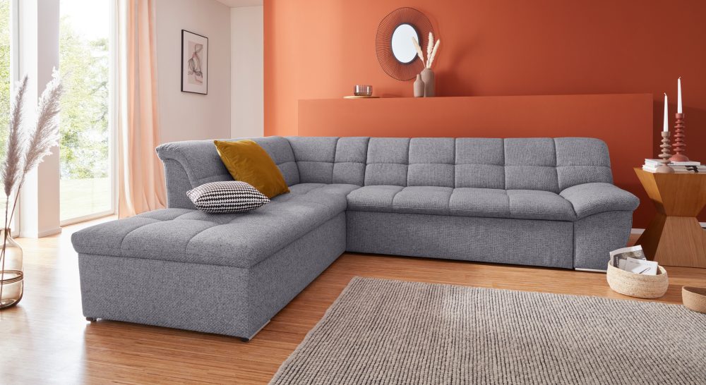 DOMO collection Ecksofa »Lagoa«, wahlweise mit Bettfunktion, frei im Raum stellbar, in grosser Farbvielfalt