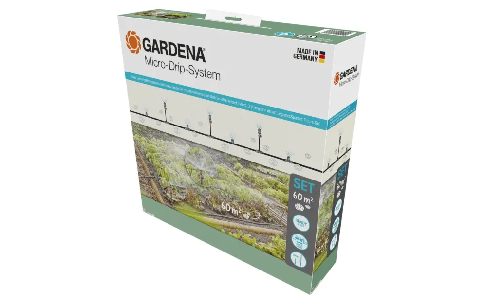 GARDENA Micro-Drip System 13450-20 Bewässerungs-Komplettset 13 mm (1/2) Ø Gemüse-/Blumenbeet (40 m²)