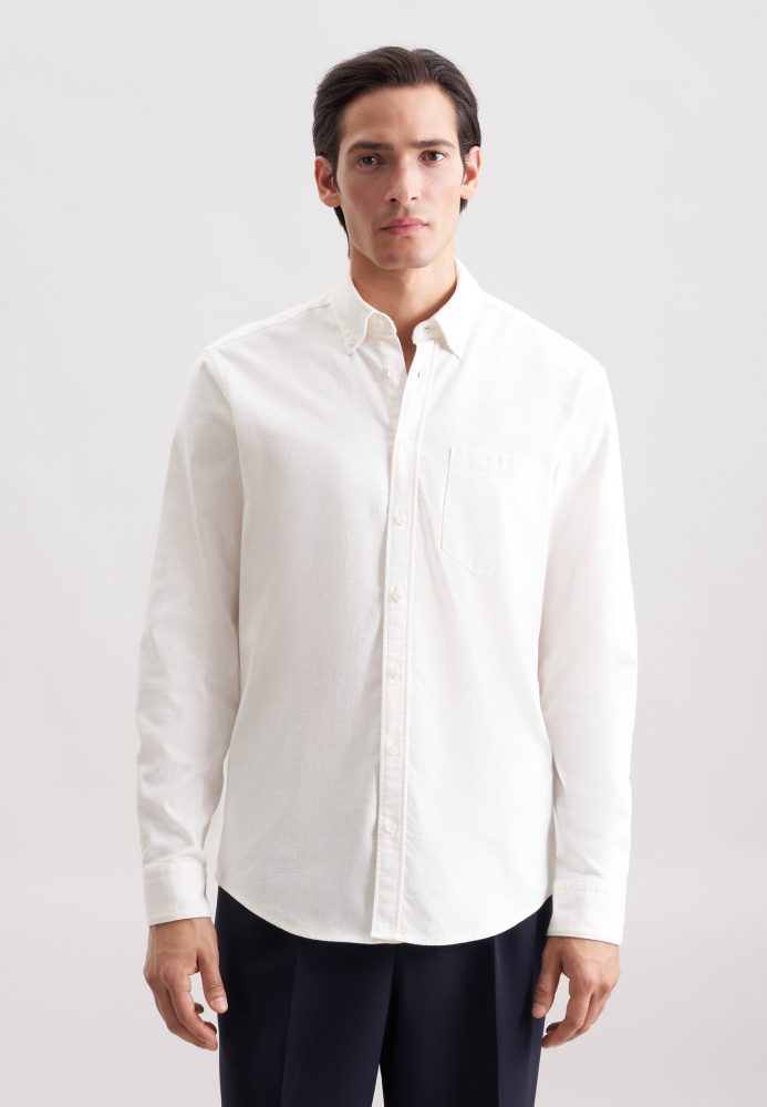 seidensticker Flanellhemd, Regular 1/1 Button-Down-Kragen Uni