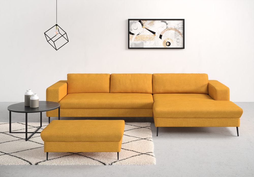 DOMO collection Ecksofa »Modica«, moderne Optik mit grosszügiger Recamiere, frei im Raum stellbar