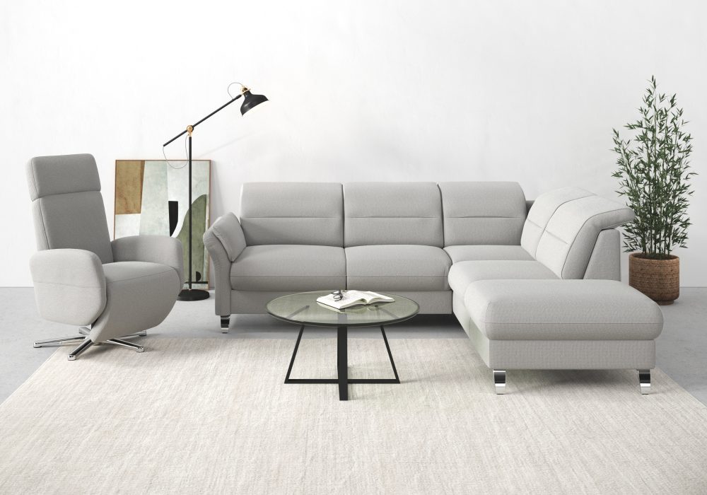 sit&more Ecksofa »Grenoble«, inklusive Federkern, wahlweise mit Bettfunktion, Stauraum, Armteilverstellung und Kopfteilverstellung