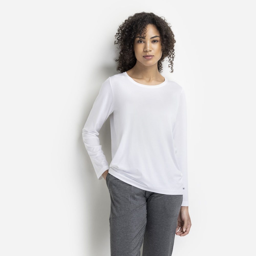 Shirt Langarm Damen Weiss L