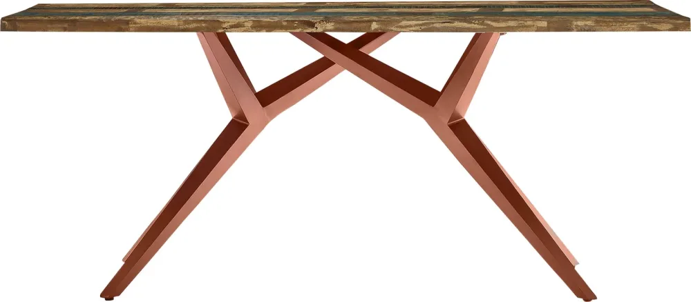 mutoni - Massivholztisch 220x100 - Altholz lackiert bunt - Metall antik, One Size, Multicolor