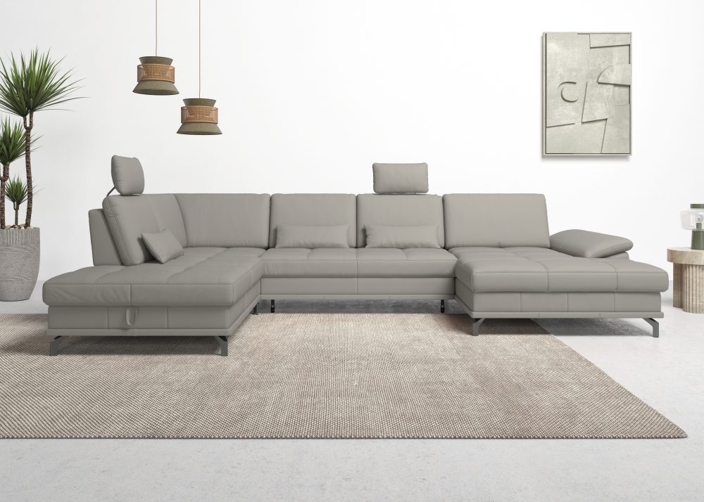 Places of Style Wohnlandschaft »Costello«, incl. Sitztiefenverstellung und Armlehnfunktion, 3 Nierenkissen