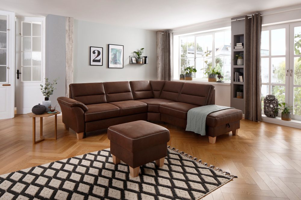 Home affaire Ecksofa »Soleo«, komfortabel durch Trapezecke mit Relaxfunktion, auch mit Bettfunktion und Stauraum, Federkern