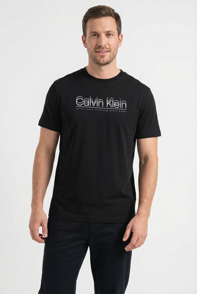 Calvin Klein T-Shirt Rundhalsausschnitt, Regular Fit, Logoschriftzug
