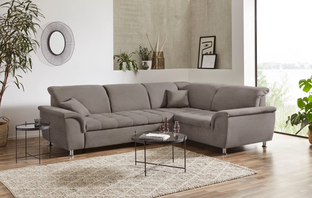 DOMO collection Ecksofa »Franzi«, wahlweise mit Kopfteilverstellung (dann Breite: 275 cm), optional mit Bettfunktion, inklusive Zierkissen