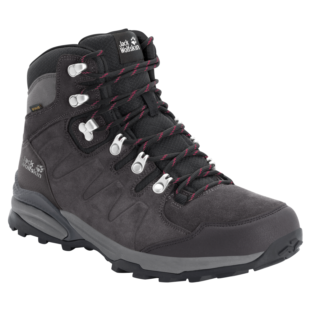 Jack Wolfskin Wasserdichte Frauen Wanderschuhe aus Leder Refugio Texapore Mid Women 37 grau dark steel / purple