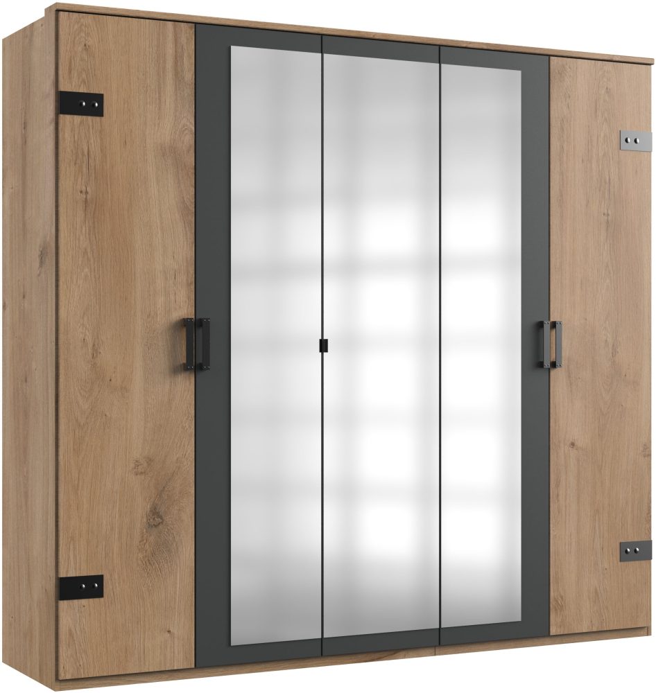 Wimex Kleiderschrank »Stockholm, rustikale Optik im Industrial Design, Made in Germany«, mit Spiegel, 225x58x210 cm, Made in Germany