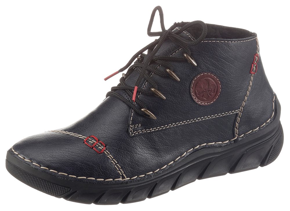 Rieker Schnürboots, mit aufwändigen Kontrastnähten