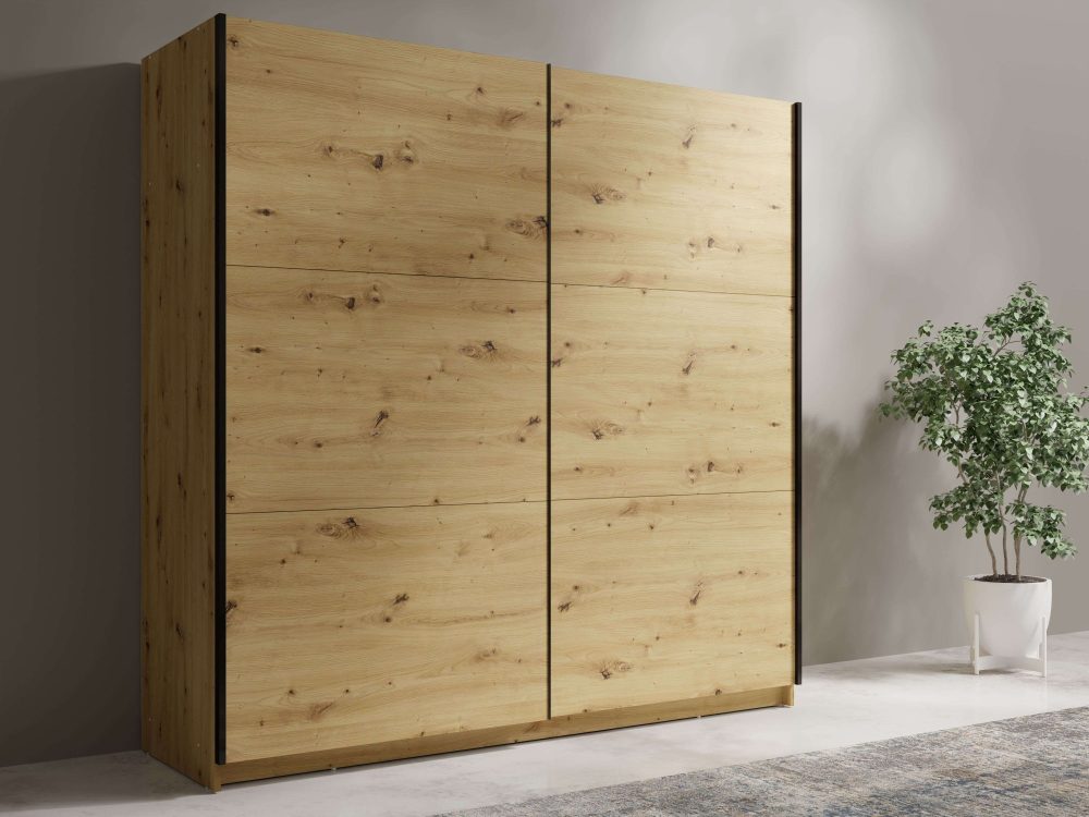 Home affaire Kleiderschrank »Kleiderschrank Fresno mit 5 Einlegeböden und Kleiderstange«, Garderobe mit 2 Schwebetüren, B/H/T 150/207/62 cm