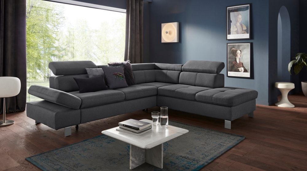 exxpo - sofa fashion Ecksofa, mit Kopf- bzw. Rückenverstellung, wahlweise mit Bettfunktion und Bettkasten