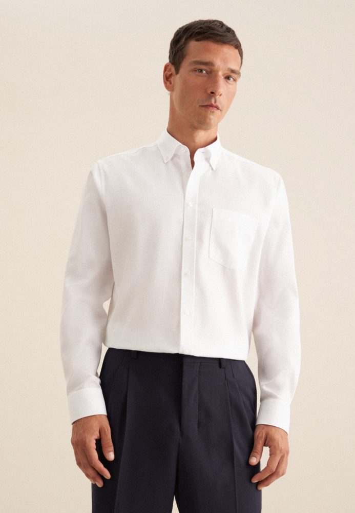 seidensticker Businesshemd »Schwarze Rose« Regular Button-Down-Kragen Struktur