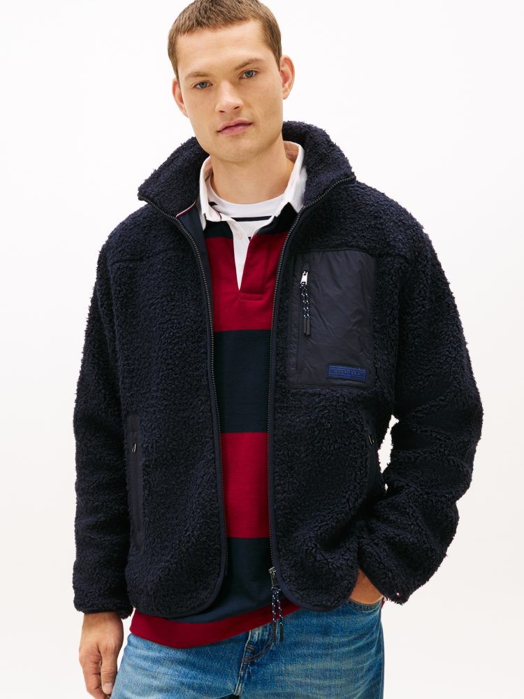 Tommy Hilfiger Sweatjacke »TEDDY FLEECE ZIP THROUGH« Übergangsjacke Herbstjacke Teddy Plüsch Soft Jacke