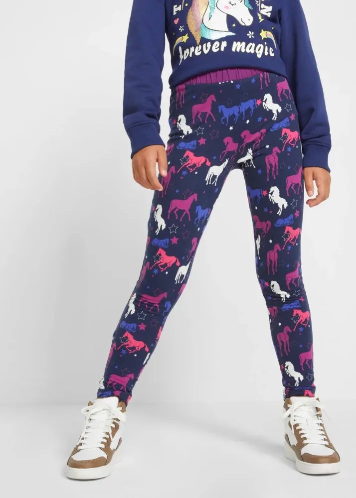 bonprix Thermo-Leggings mit Pferdemotivblau 116Mädchen