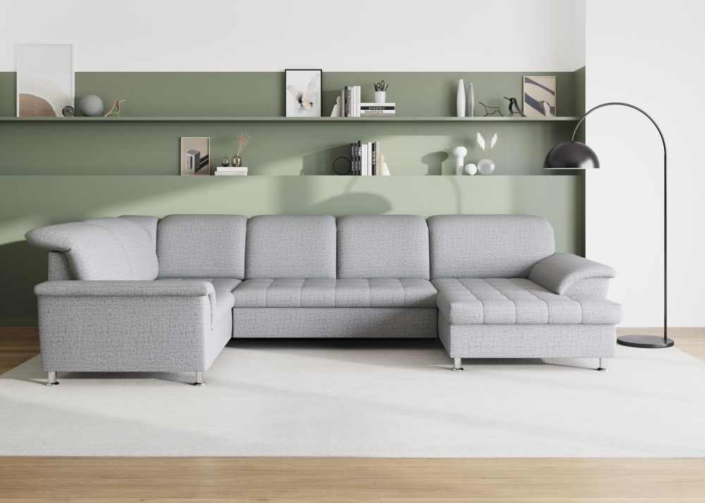 DOMO collection Wohnlandschaft »Franzi«, im XXL-Format, wahlweise mit Bettfunktion, Bettkasten und Kopfteilverstellung, frei im Raum stellbar