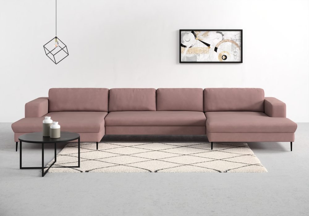 DOMO collection Wohnlandschaft »Modica«, XXL, in moderner Optik mit, 2 grosszügigen Recamieren, frei im Raum stellbar