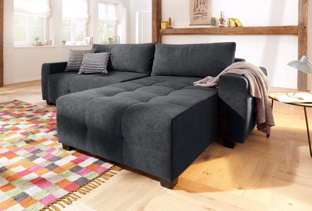 Home affaire Ecksofa »Bella«, wahlweise mit Bettfunktion und Bettkasten, Steppung im Sitzbereich