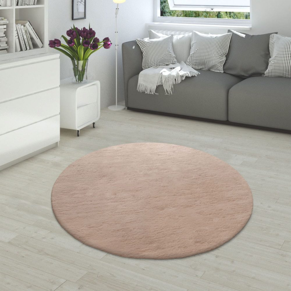 Paco Home Fellteppich »Rabbit 780«, rund, 25 mm Höhe, Kunstfell, Kaninchenfell-Haptik, seidenweich - ein echter Kuschelteppich, Uni-Farben, ideal im Wohnzimmer & Schlafzimmer