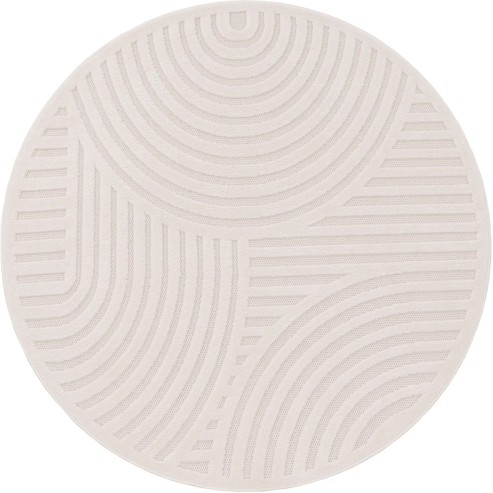 Paco Home Teppich »Livorno 674«, rund, Uni-Farben, Scandi, Regenbogen, Hoch-Tief Effekt, Outdoor geeignet