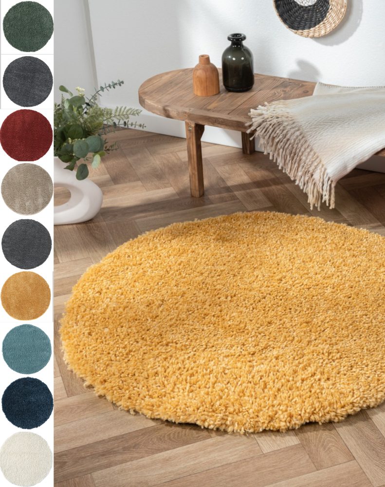 Myflair Möbel & Accessoires Hochflor-Teppich »My Shaggy«, rund, 37 mm Höhe, Shaggy, Uni Farben, leicht glänzend, besonders weich durch Microfaser, extra flauschig, ideal im Wohnzimmer, Schlafzimmer & Esszimmer