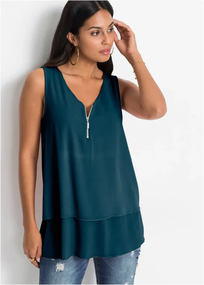 bonprix Top mit Zipperpetrol 36Damen