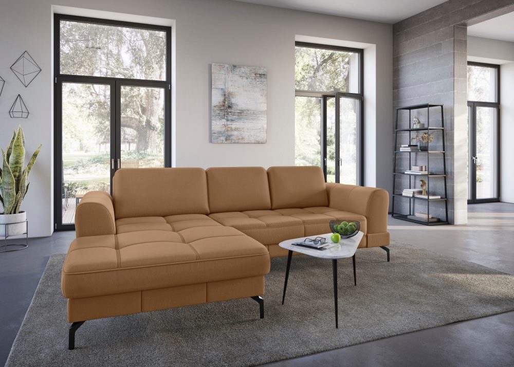 sit&more Ecksofa »Bendigo V«, inklusive Sitztiefenverstellung, Bodenfreiheit 15 cm, wahlweise in 2 unterschiedlichen Fussfarben