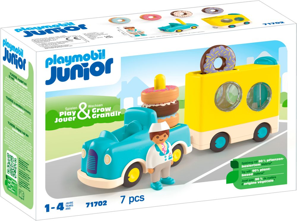 71702 Junior: Verrückter Donut Truck mit Stapel- und Sortierfunktion, Konstruktionsspielzeug