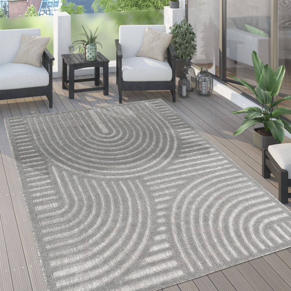Paco Home Teppich »Livorno 674«, rechteckig, Uni Farben, moderner Hoch-Tief-Effekt, Scandi-Look, Outdoor geeignet