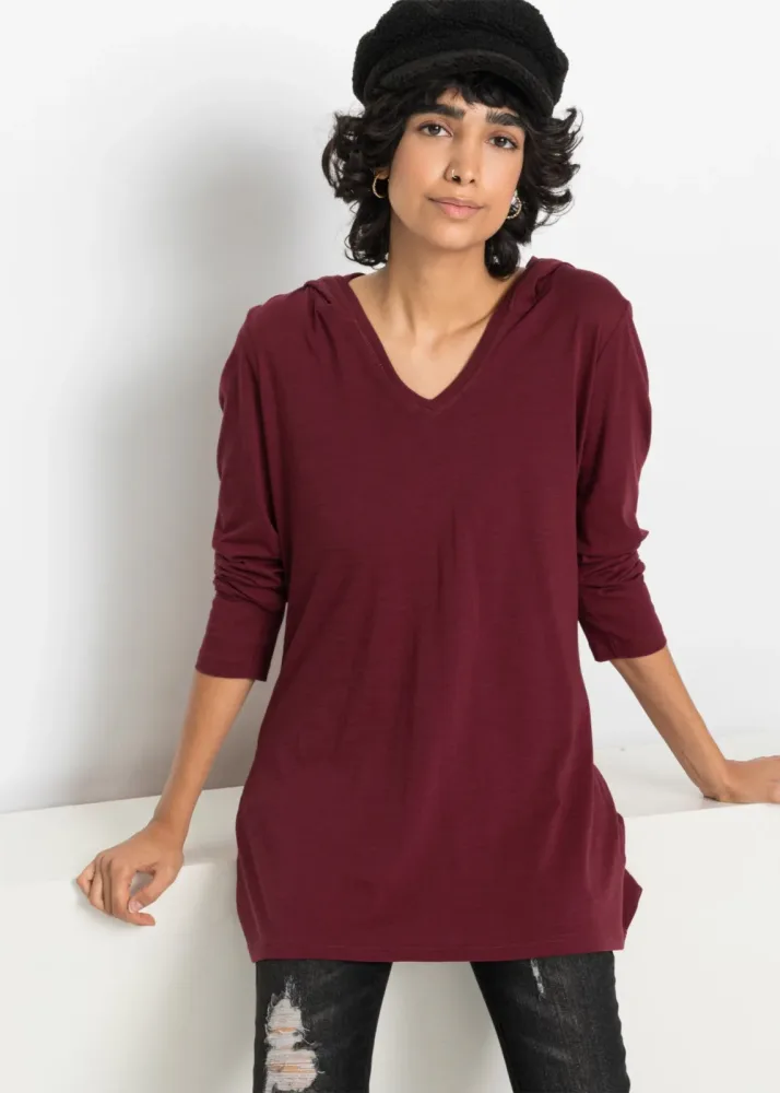 bonprix Longshirt mit Kapuzerot 44Damen