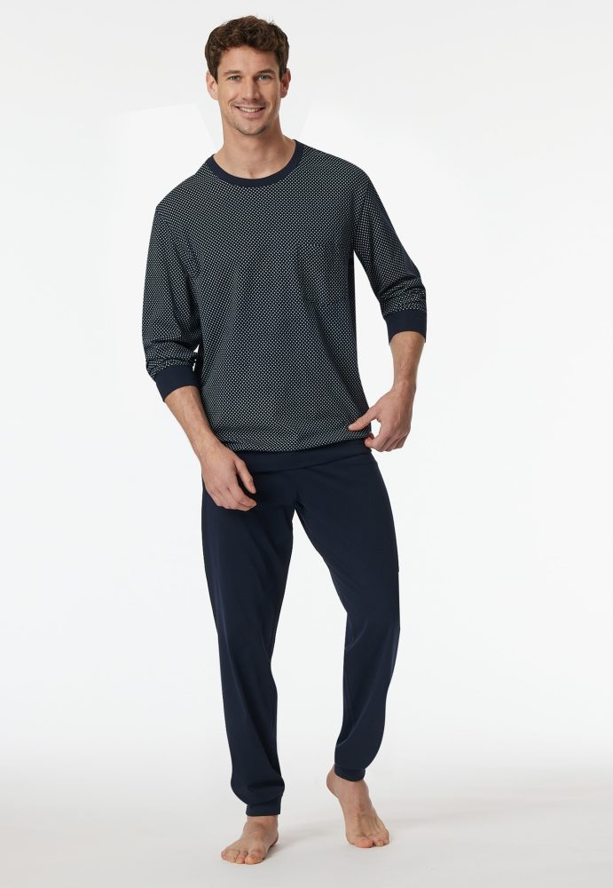 Schiesser -  Pyjama Schlafanzug  - Comfort Essentials, für Herren, Dunkelblau, Größe 56