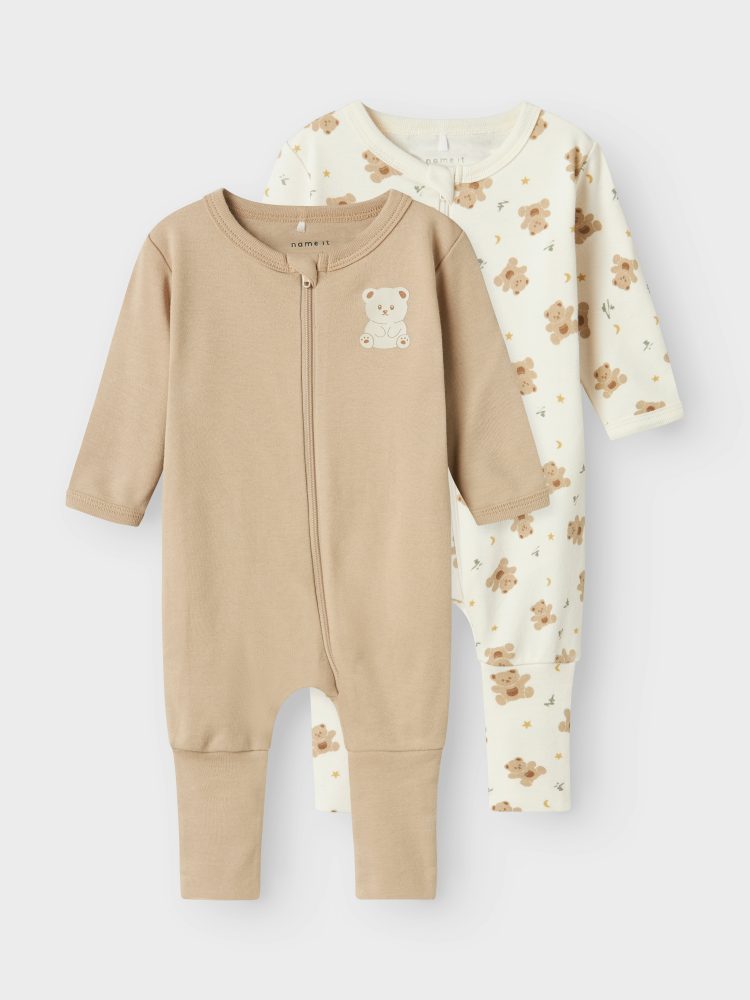 Name It - Pyjama-Set, 2er-Pack, 86, Beige
