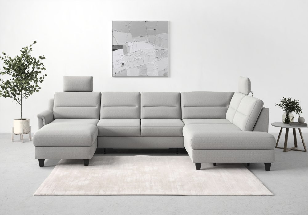 sit&more Wohnlandschaft »Farö«, inklusive Federkern, mit wengefarbenen Füssen, wahlweise mit Bettfunktion und Bettkasten