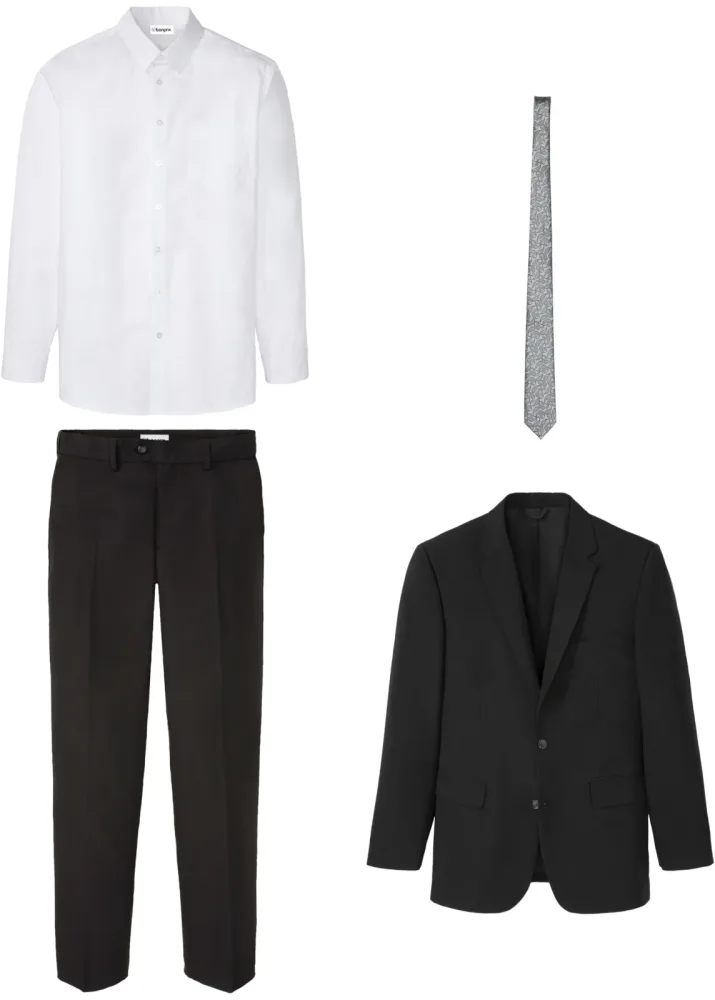 bonprix Anzug mit Hemd und Krawatte (4tlg. Set)schwarz 50Herren