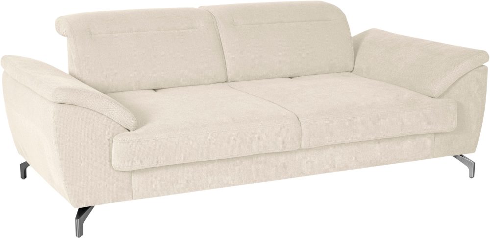 sit&more 2,5-Sitzer, 12 cm Fusshöhe, inklusive Sitztiefenverstellung, wahlweise Kopfteilverstellung, wahlweise in 2 unterschiedlichen Fussfarben