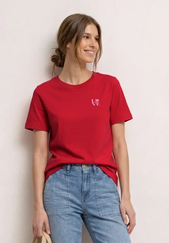 STREET ONE Kurzarmshirt Sommershirt mit Rundhals und Printdetail