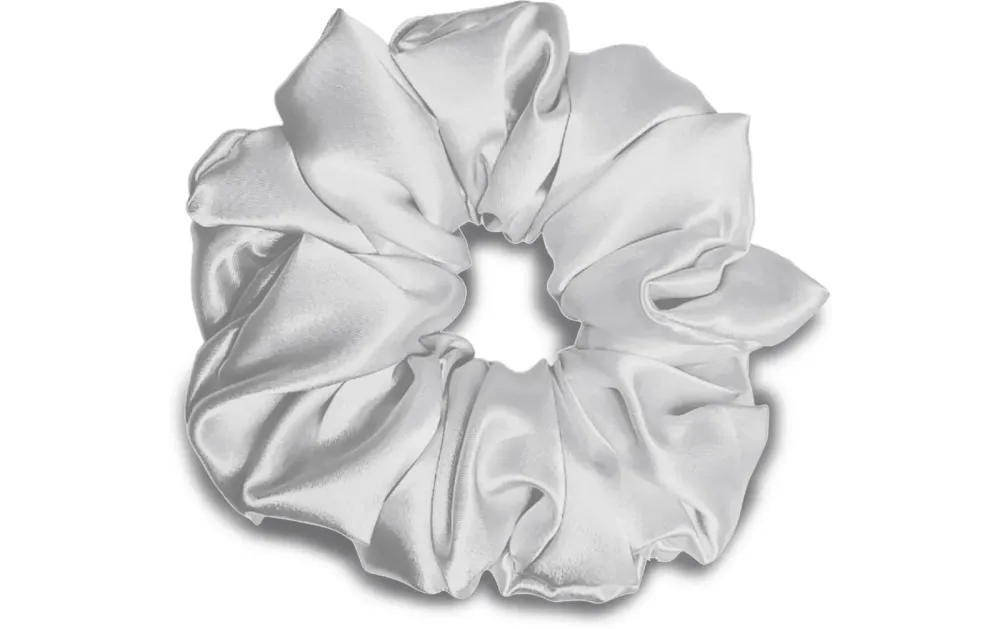 VBEAUTY - Premium Seiden Scrunchie - Silber, One Size