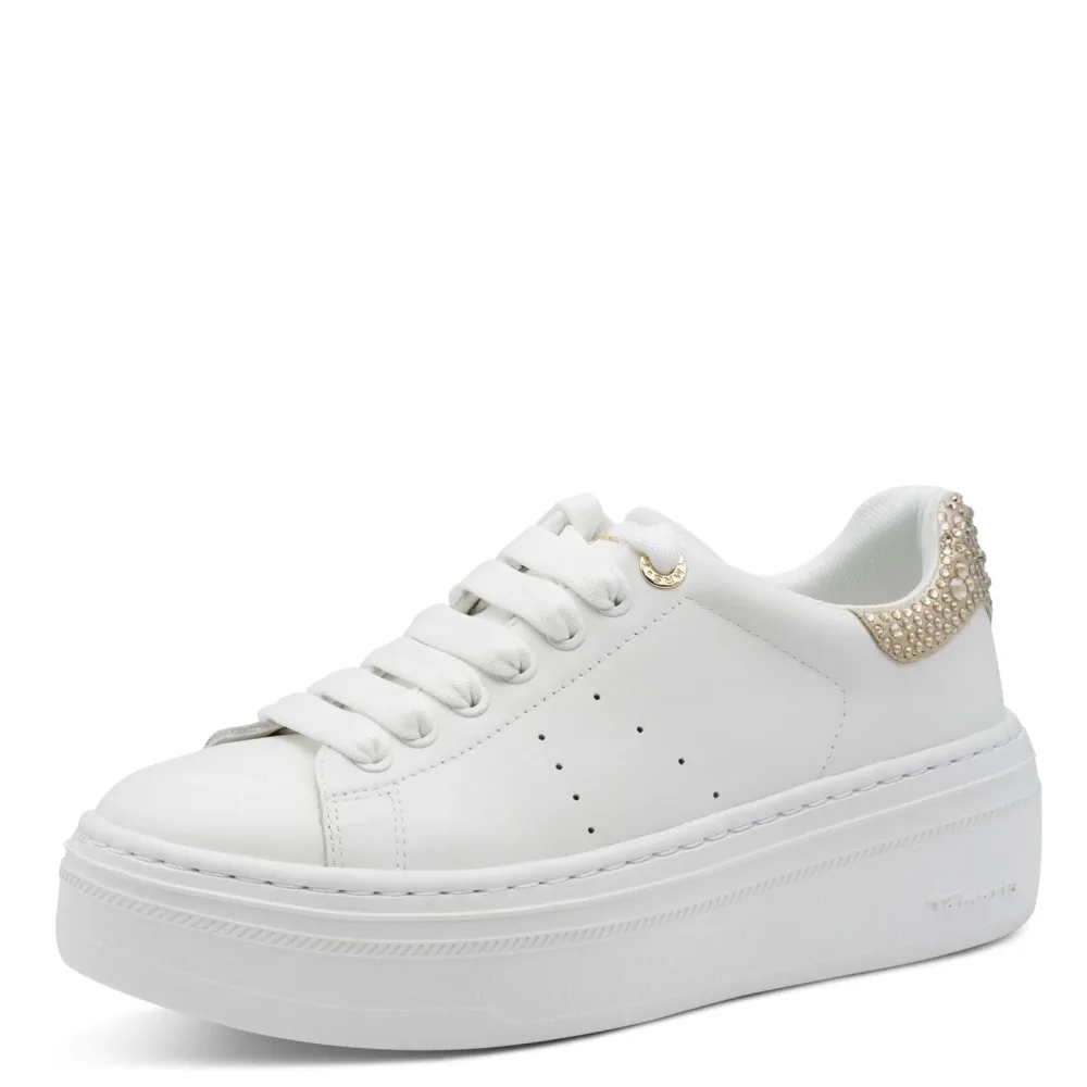 Tamaris Plateausneaker Schnürschuh, Halbschuh mit Schmucksteinen an der Ferse, Damensneaker