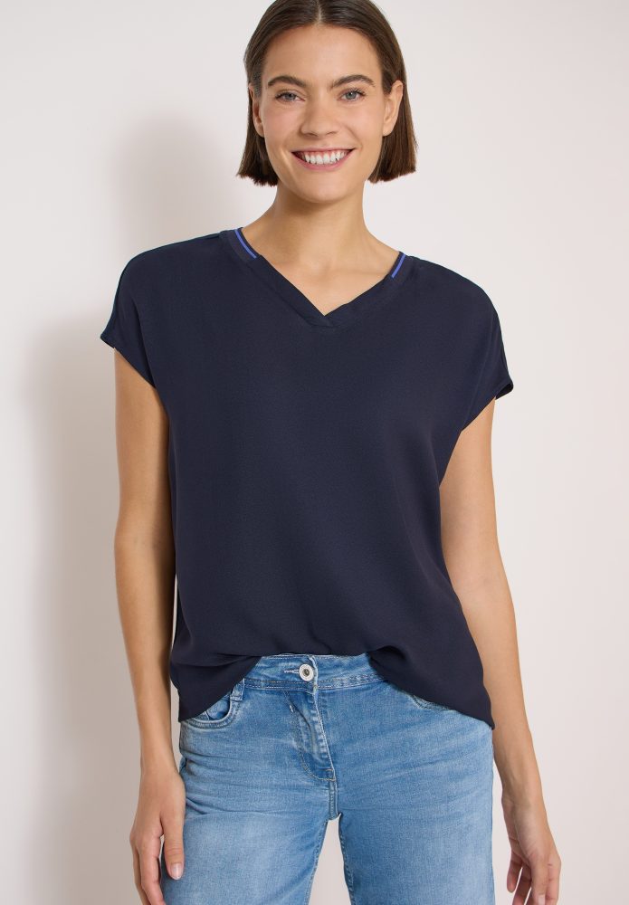 Cecil Kurzarmbluse Kurzarm Sommernshirt mit Strukturmix