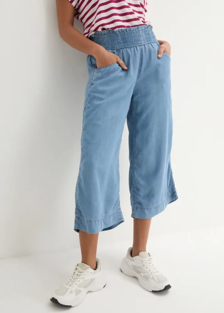 bonprix Culotte aus Lyocellstoff, weiter Schnitt, luftiges Design, Loose Fit Passform