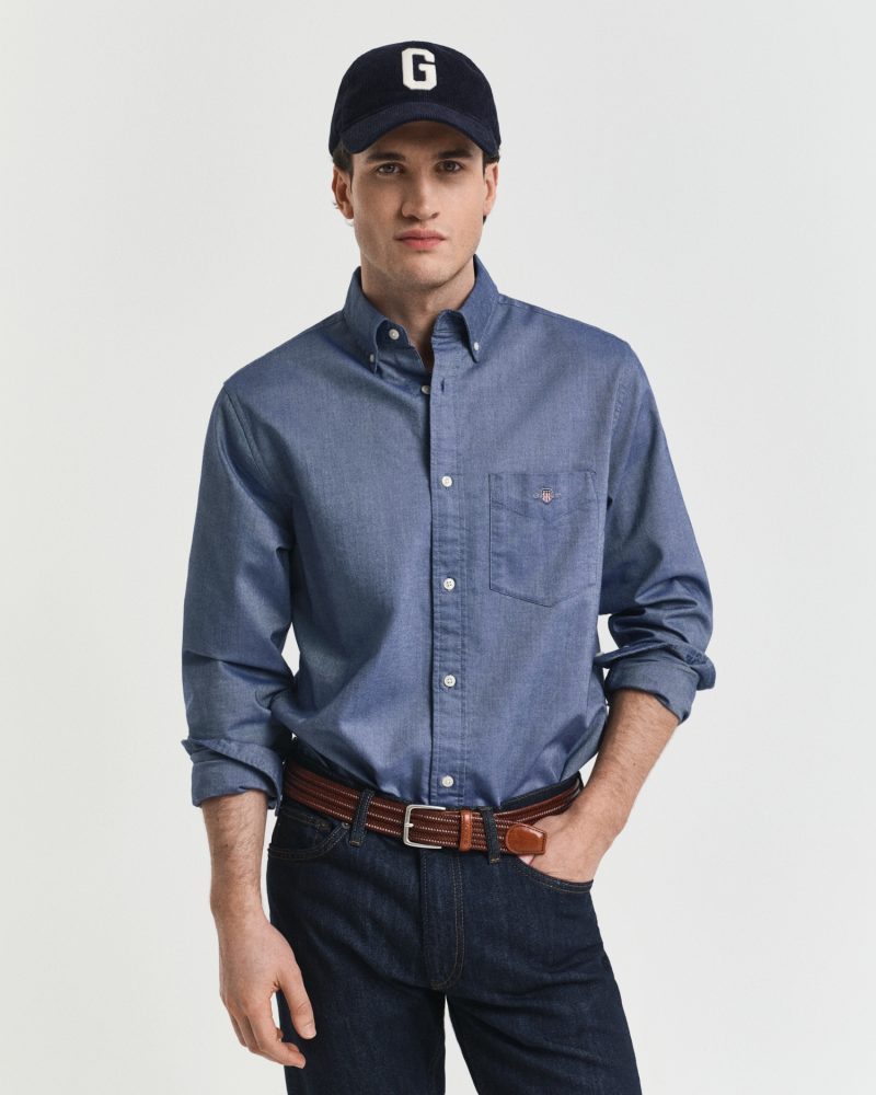 Gant - Hemd, langarm, für Herren, Blau, Größe L