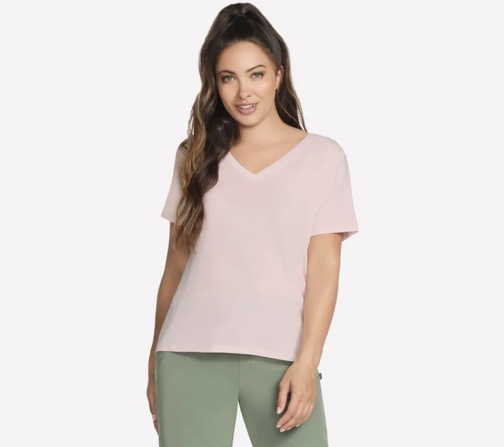 Skechers T-Shirt mit V-Ausschnitt, kurzärmlig, ultraleicht, atmungsaktiv