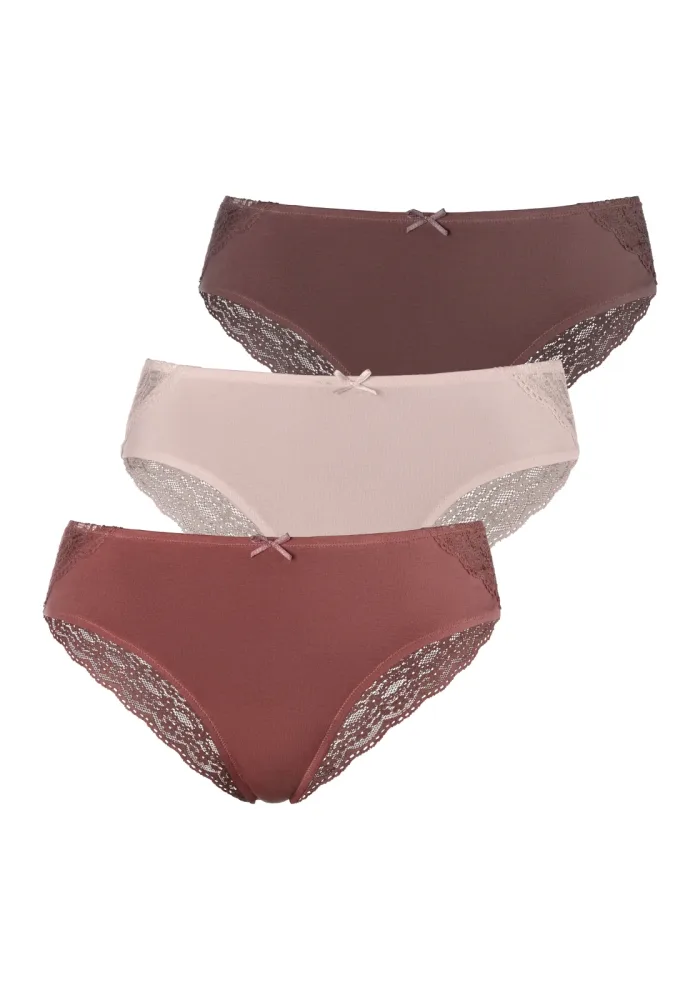 Vivance Brasilslip 3er-Pack, aus elastischer Baumwolle mit breiter, floraler Spitze