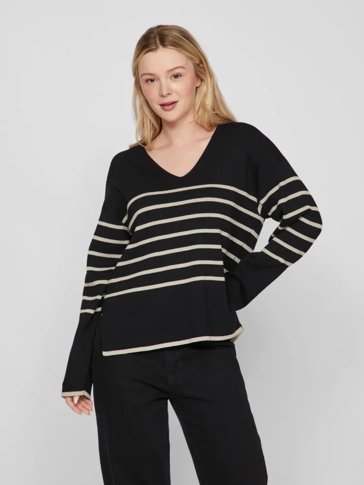 VILA - Pullover, für Damen, Schwarz/Weiss, Größe XS