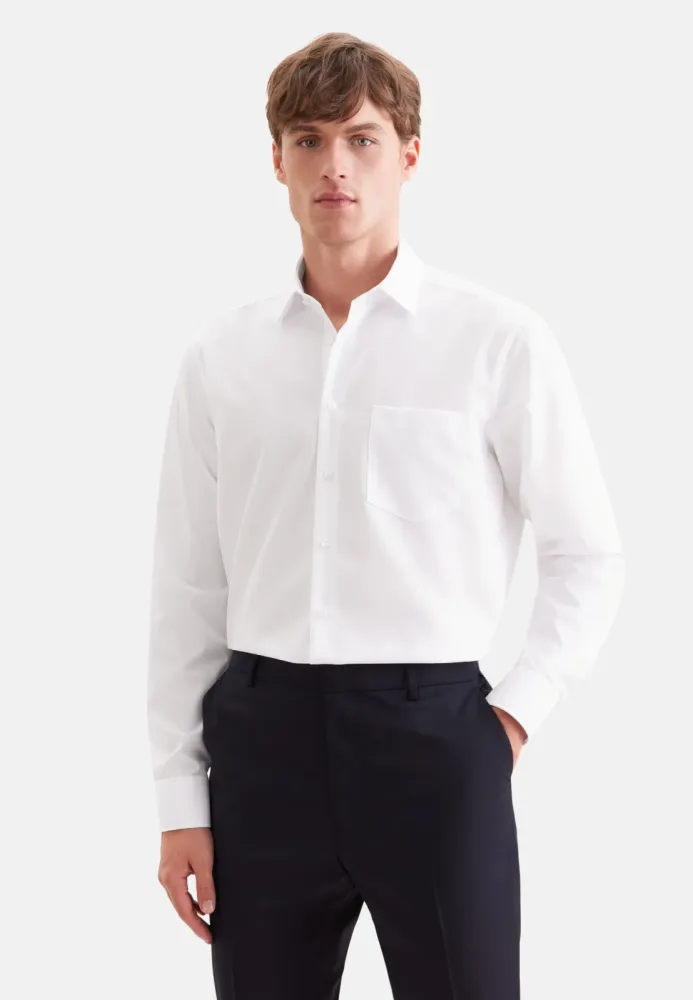 Seidensticker - Business Hemd Regular Fit Langarm Uni, für Herren, Weiss, Größe 42