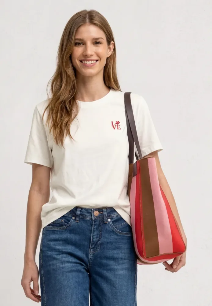 STREET ONE Kurzarmshirt Sommershirt mit Rundhals und Printdetail