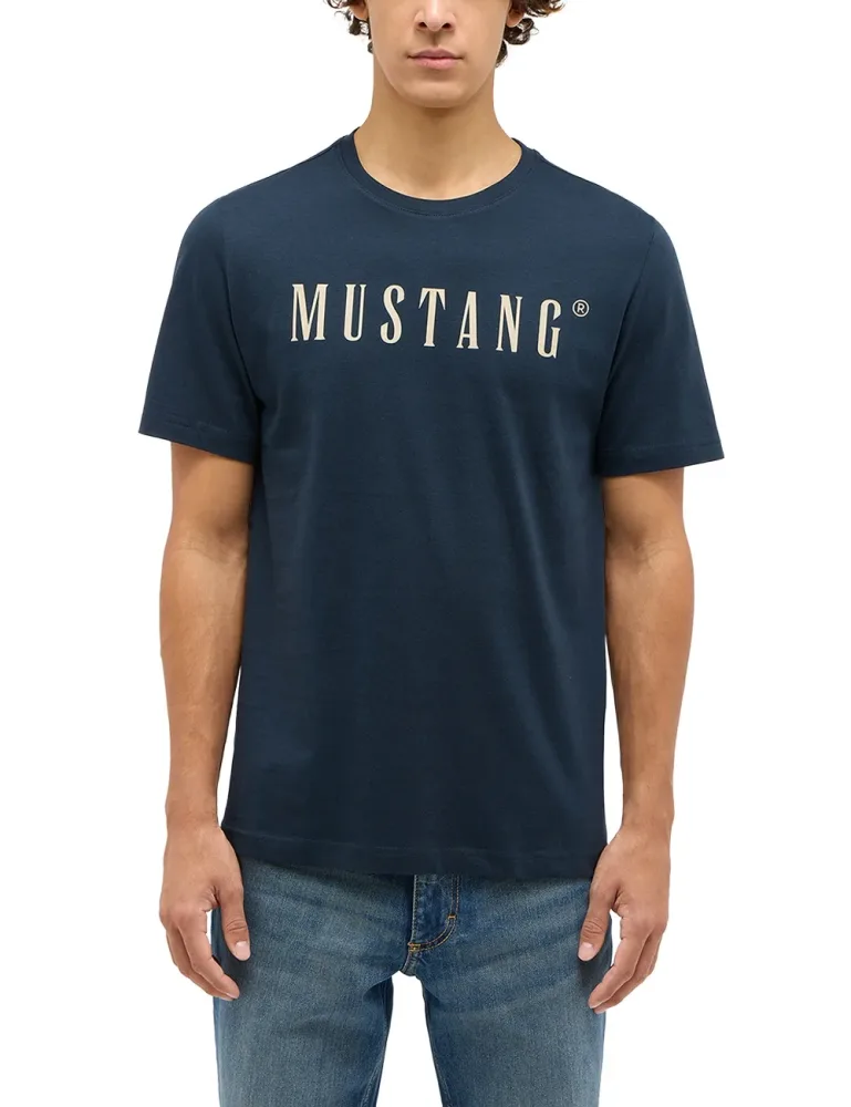 Mustang - T-Shirt  1er Pack Bequem sitzend-Style Austin, für Herren, Nachtblau, Größe S