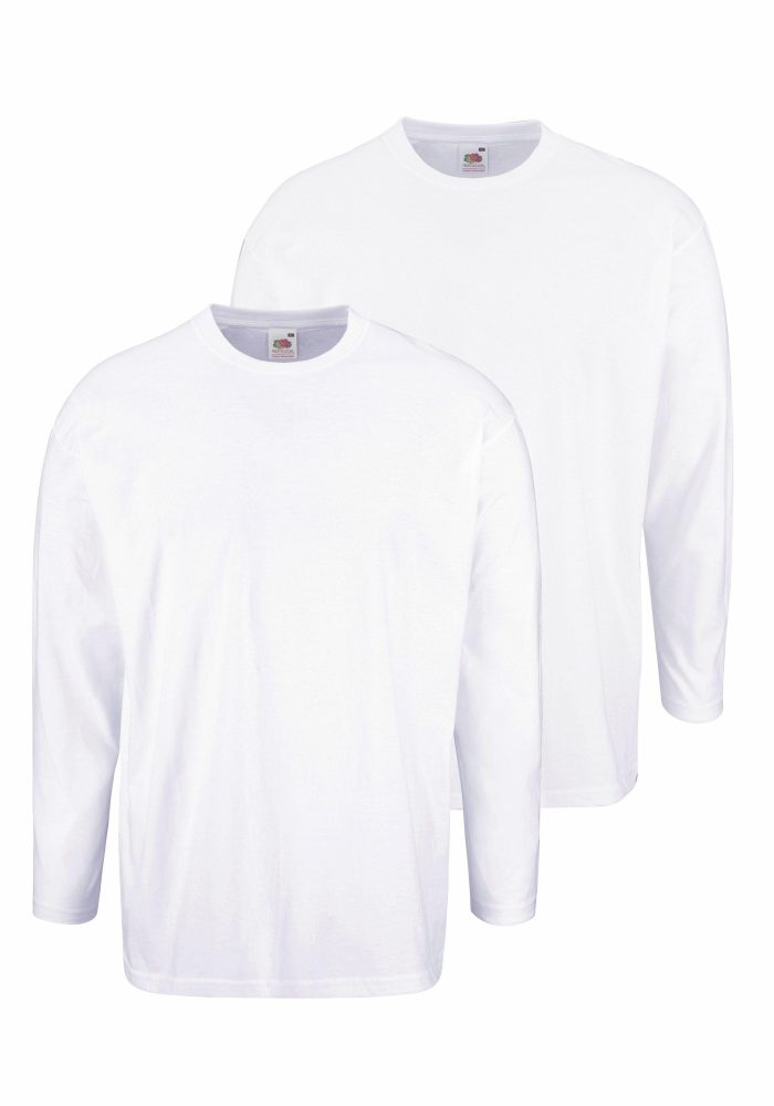 Fruit of the Loom Langarmshirt Packung, 2 Stk. aus reiner Baumwolle, 2-er Pack